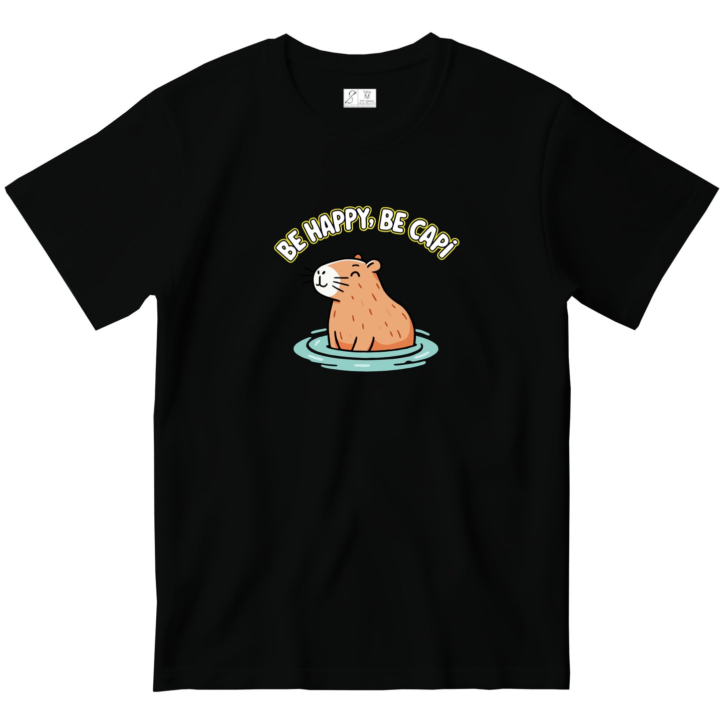 Camiseta negra diseño capibara camisetasmurcia